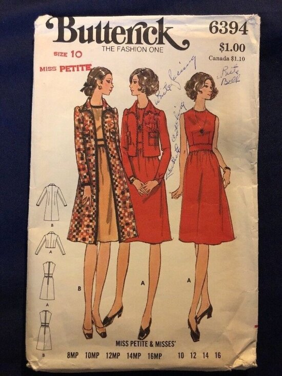 Butterick Other - Butterick 6394 Miss Petite Sewing Pattern Dress Jacket & Coat